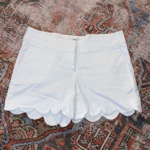 White scalloped shorts